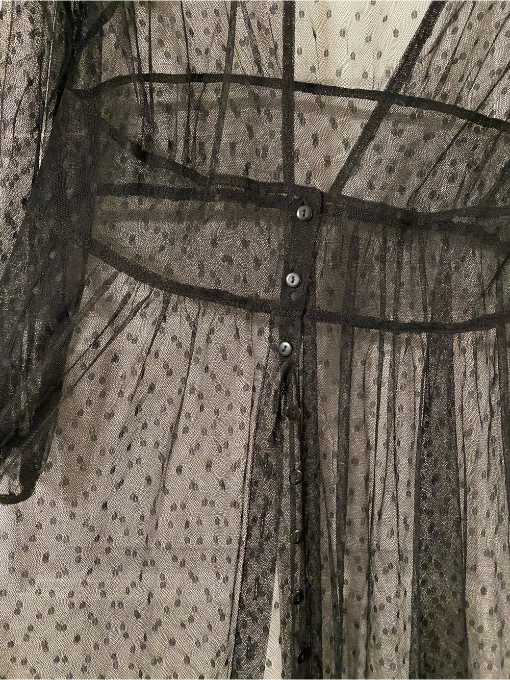 Showpo Black Sheer Polka Dot Maxi Duster - Picture 2 of 3